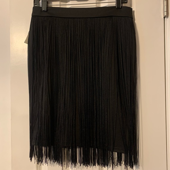Cato skirt. Black with fringes. Size says M but it is small. - Picture 1 of 2